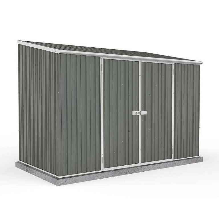 9'10 x 5' Absco Space Saver Pent Double Door Metal Shed - Grey (3m x 1.52m)