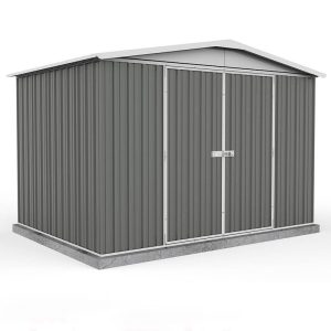 10' x 7' Absco Regent Double Door Metal Shed - Grey (3m x 2.18m)