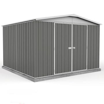 10' x 10' Absco Regent Double Door Metal Shed - Grey (3m x 2.92m)