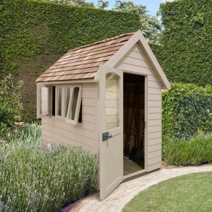 Hartwood 5' x 8' Painted Deluxe Redwood Overlap Apex Retreat Shed - Natural Cream