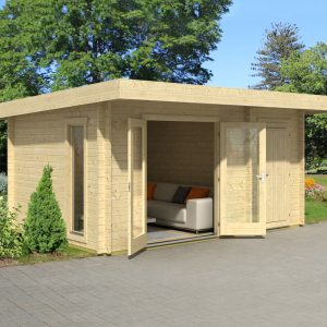 Greenway 4.5m x 3m Alder Log Cabin With Storage Shed - 44mm