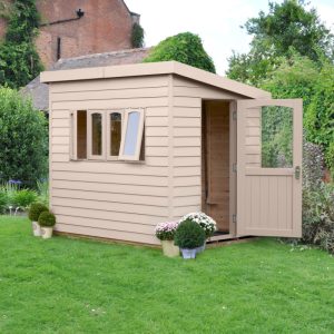 Hartwood 6' x 8' Painted Deluxe Redwood Overlap Pent Retreat Shed - Natural Cream