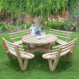 Hartwood Circular Picnic Table With Seat Backs