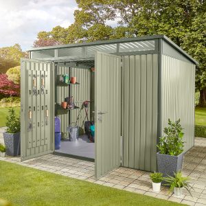 Hex Living 10' x 8' Hixon Double Door Metal Pent Shed - Sage Green