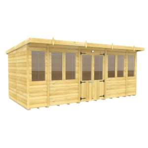 Holt 16' x 8' Alexander Loglap Pressure Treated Pent Summer House