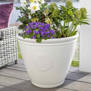 La Hacienda Eden Embelm White Garden Pot - 40cm