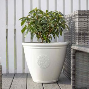 La Hacienda Eden Embelm White Garden Pot - 45cm