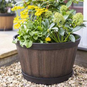 La Hacienda Oban Dark Oak Whiskey Barrel Garden Pot - 39cm