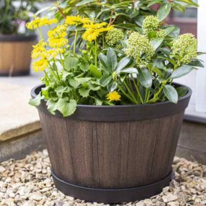 La Hacienda Oban Light Oak Whiskey Barrel Garden Pot - 39cm