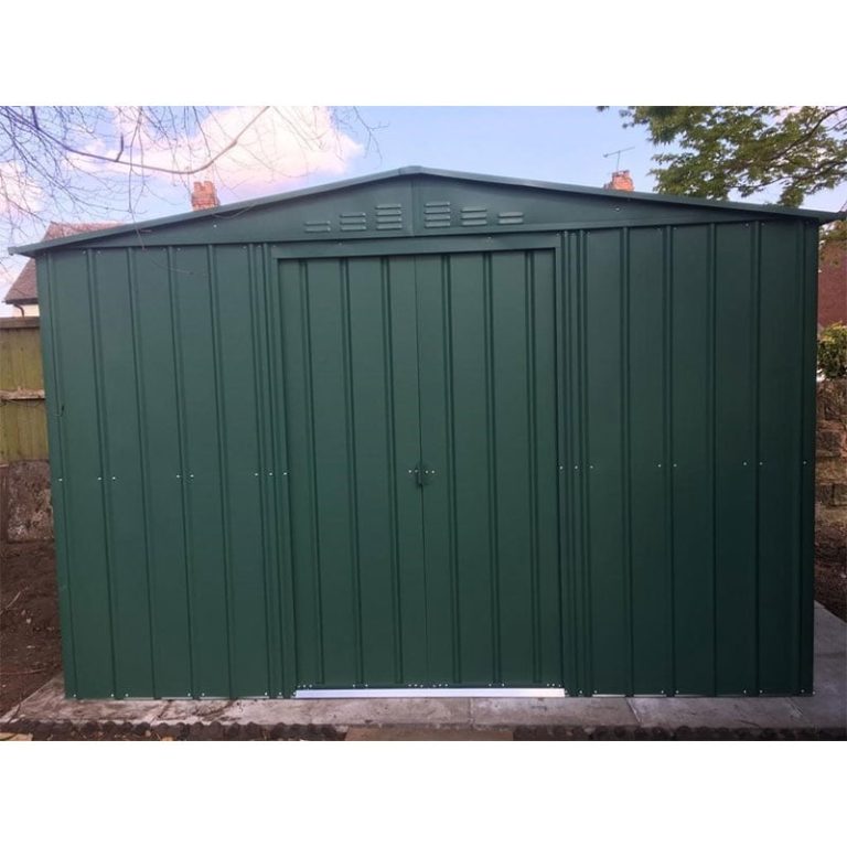 10' x 12' Globel Heritage Green Apex Metal Shed (3.07m x 3.71m)