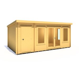 Loxley 5.1m x 3.2m Frome Log Cabin With Side Shed - 19mm