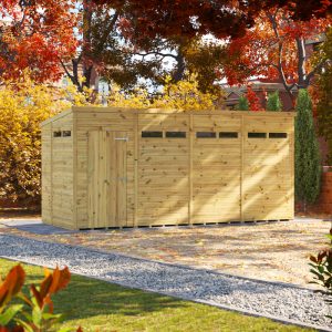 Oren 16' x 6' Premium Shiplap Modular Custom Pent Security Shed