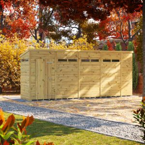 Oren 18' x 4' Premium Shiplap Modular Custom Pent Security Shed