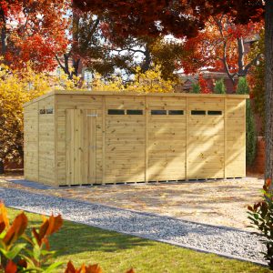 Oren 18' x 8' Premium Shiplap Modular Custom Pent Security Shed