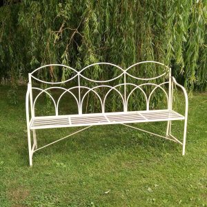 Osbourne Adams 2 Seater Metal Garden Bench - Cream