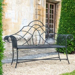 Osbourne Astbury 2 Seater Metal Garden Bench - Black