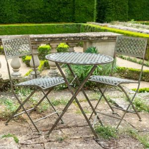 Osbourne Coverdale 2 Seater Metal Round Bistro Set - Antique Blue Rust