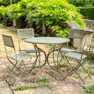 Osbourne Coverdale 4 Seater Metal Round Dining Set - Antique Blue Rust