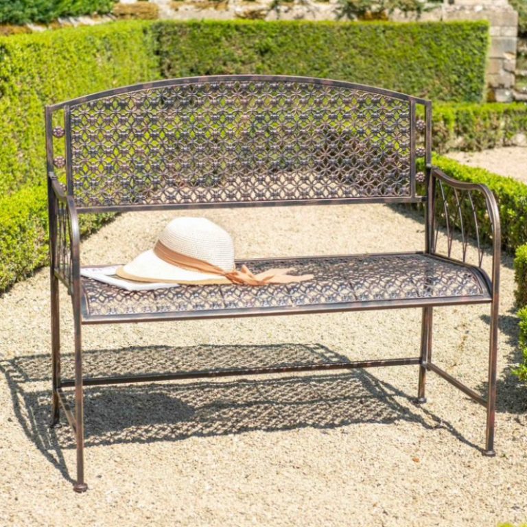 Osbourne Coverdale Curved Top 2 Seater Metal Garden Bench - Bronze