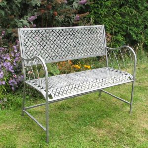 Osbourne Coverdale Straight Top 2 Seater Metal Garden Bench - Pewter