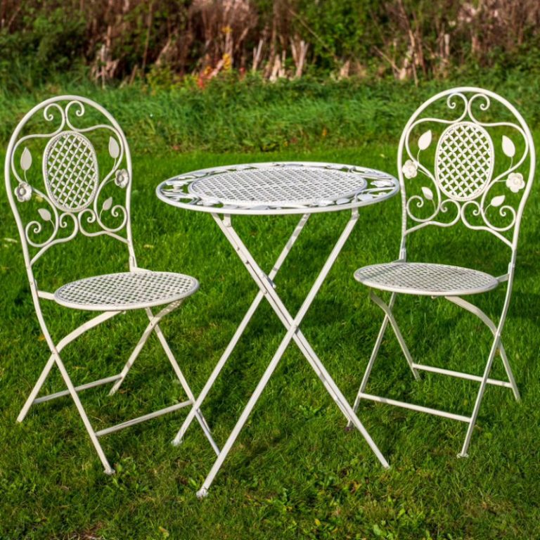 Osbourne Diamond 2 Seater Metal Round Bistro Set - Cream