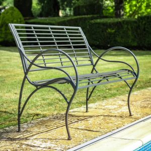 Osbourne Dickinson 2 Seater Metal Garden Bench - Umbra Grey