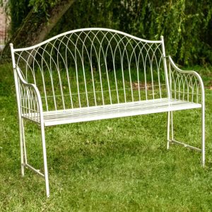 Osbourne Dio 2 Seater Metal Garden Bench - Cream