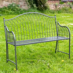 Osbourne Dio 2 Seater Metal Garden Bench - Umber Grey