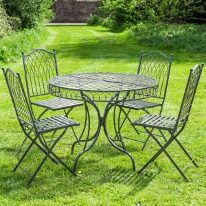 Osbourne Dio 4 Seater Metal Round Dining Set - Umber Grey