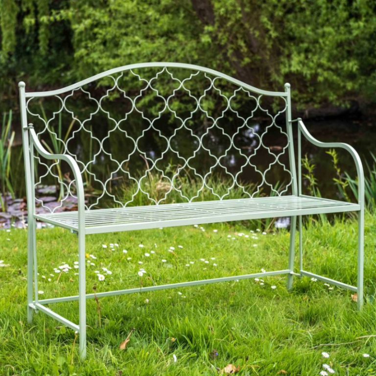 Osbourne Dokken 2 Seater Metal Garden Bench - Sage Green