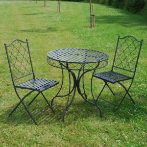 Osbourne Dokken 2 Seater Metal Round Bistro Set - Umber Grey