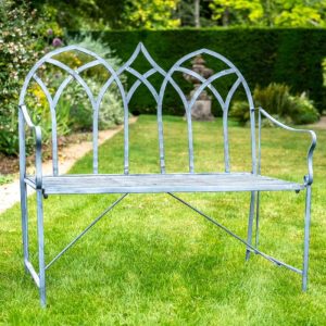 Osbourne Halford 2 Seater Metal Garden Bench - Lead