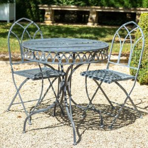 Osbourne Halford 2 Seater Metal Round Bistro Set - Lead