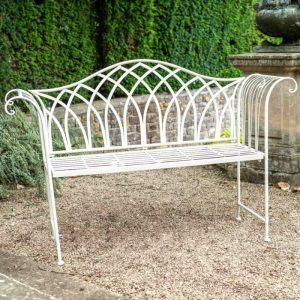 Osbourne Lydon 2 Seater Metal Garden Bench - Cream