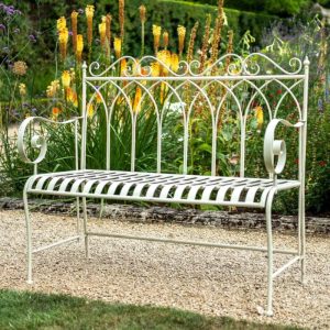 Osbourne Manson 2 Seater Metal Garden Bench - Cream