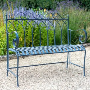 Osbourne Manson 2 Seater Metal Garden Bench - Lead Grey