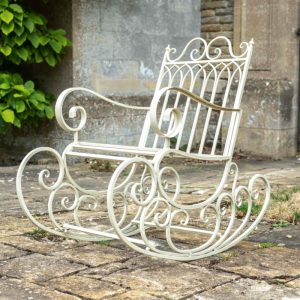 Osbourne Manson Metal Garden Rocking Chair - Cream