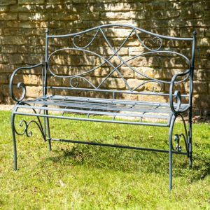 Osbourne Morrissey 2 Seater Metal Garden Bench - Grey Stone