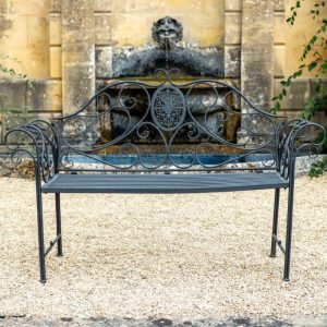 Osbourne Nicks 2 Seater Metal Garden Bench - Umbra Grey