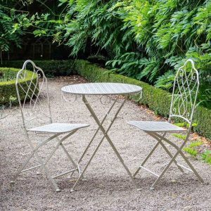 Osbourne Rose 2 Seater Metal Round Bistro Set - Cream