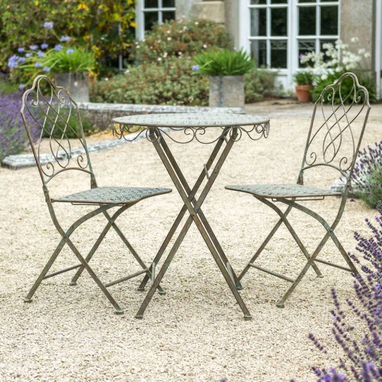 Osbourne Rose 2 Seater Metal Round Bistro Set - Green Rust