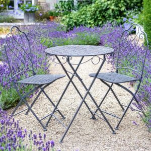 Osbourne Rose 2 Seater Metal Round Bistro Set - Grey