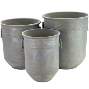 Osbourne Set of 3 Curved Base Round Metal Planters