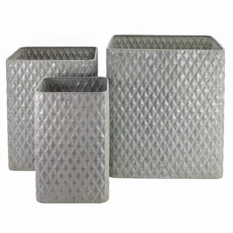 Osbourne Set of 3 Diamond Square Metal Planters