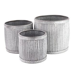 Osbourne Set of 3 Low Dolly Art Deco Round Metal Planters