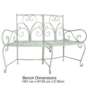 Osbourne Stanley 2 Seater Curved Metal Garden Bench - Green