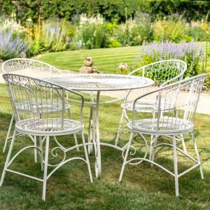 Osbourne Taylor 4 Seater Metal Round Dining Set - Cream