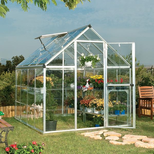 Palram - Canopia 6' x 8' Harmony Silver Polycarbonate Greenhouse