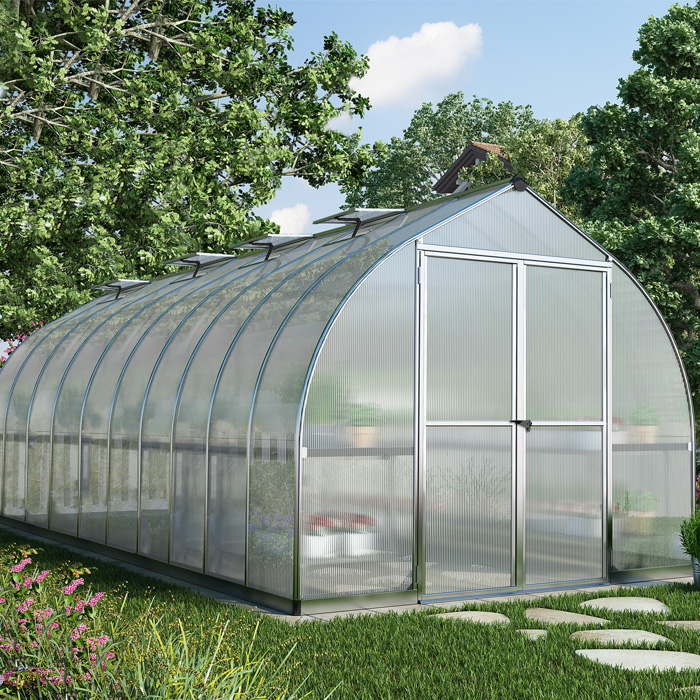 Palram - Canopia 8' x 20' Bella Silver Polycarbonate Greenhouse