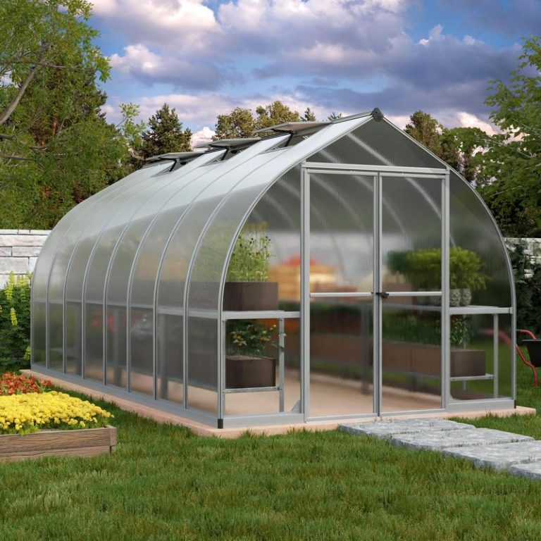 Palram - Canopia 8' x 16' Bella Silver Polycarbonate Greenhouse